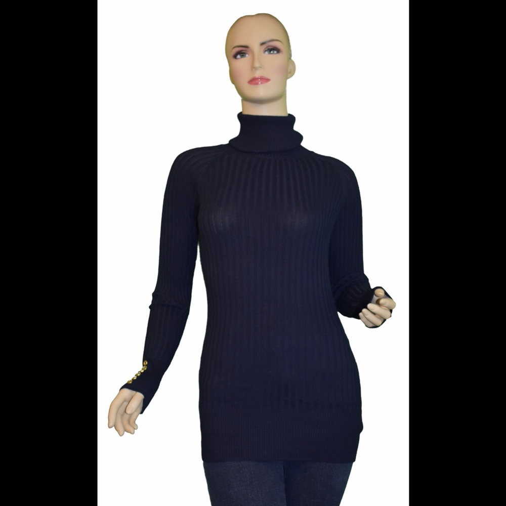 Pink Rose Navy Turtleneck Sweater